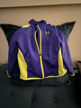 Under Armour Purple Jacket with Yellow Accents — Kids' Full-Zip Puffer